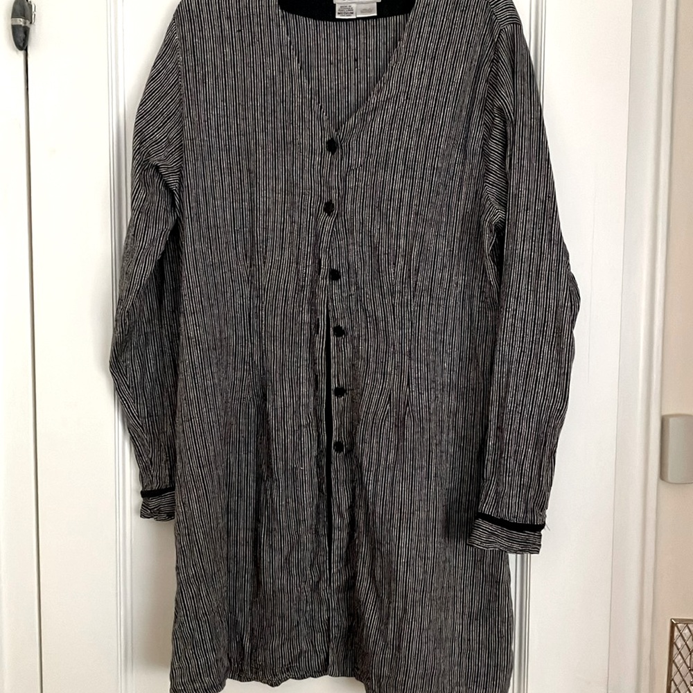 FLAX by Jeanne Engelhart long linen jacket Size M